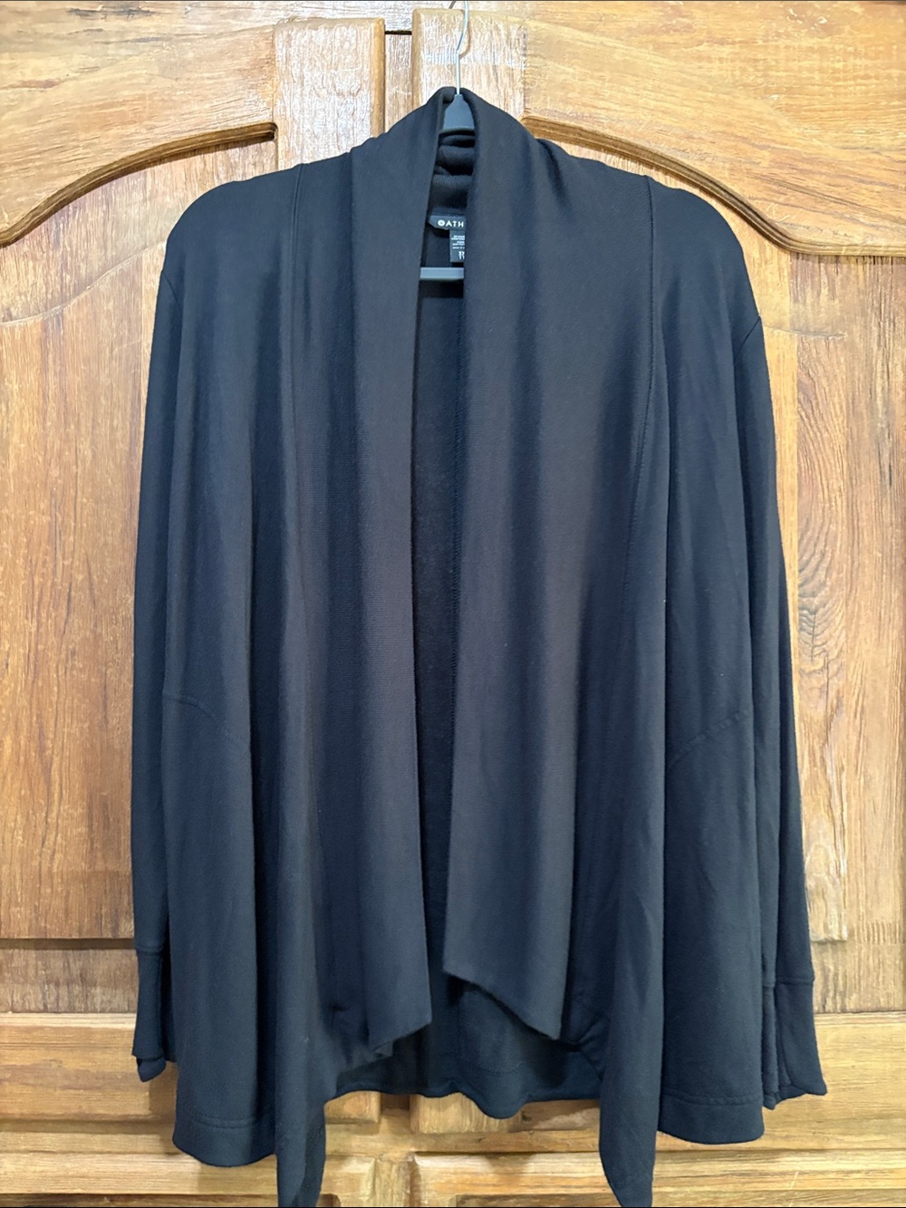 Athleta Black Draped Open-Front Cardigan